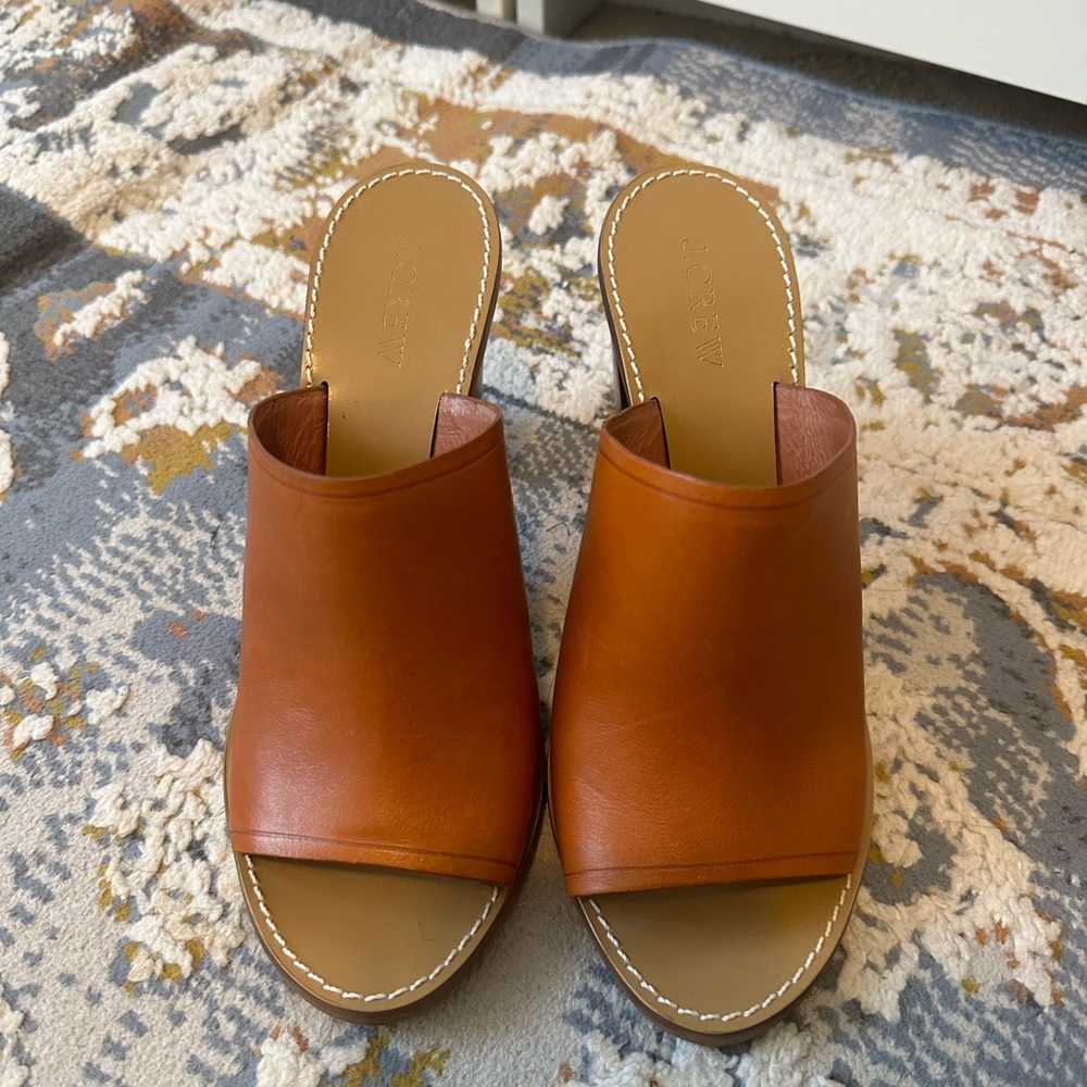 J. crew tan leather Mules
